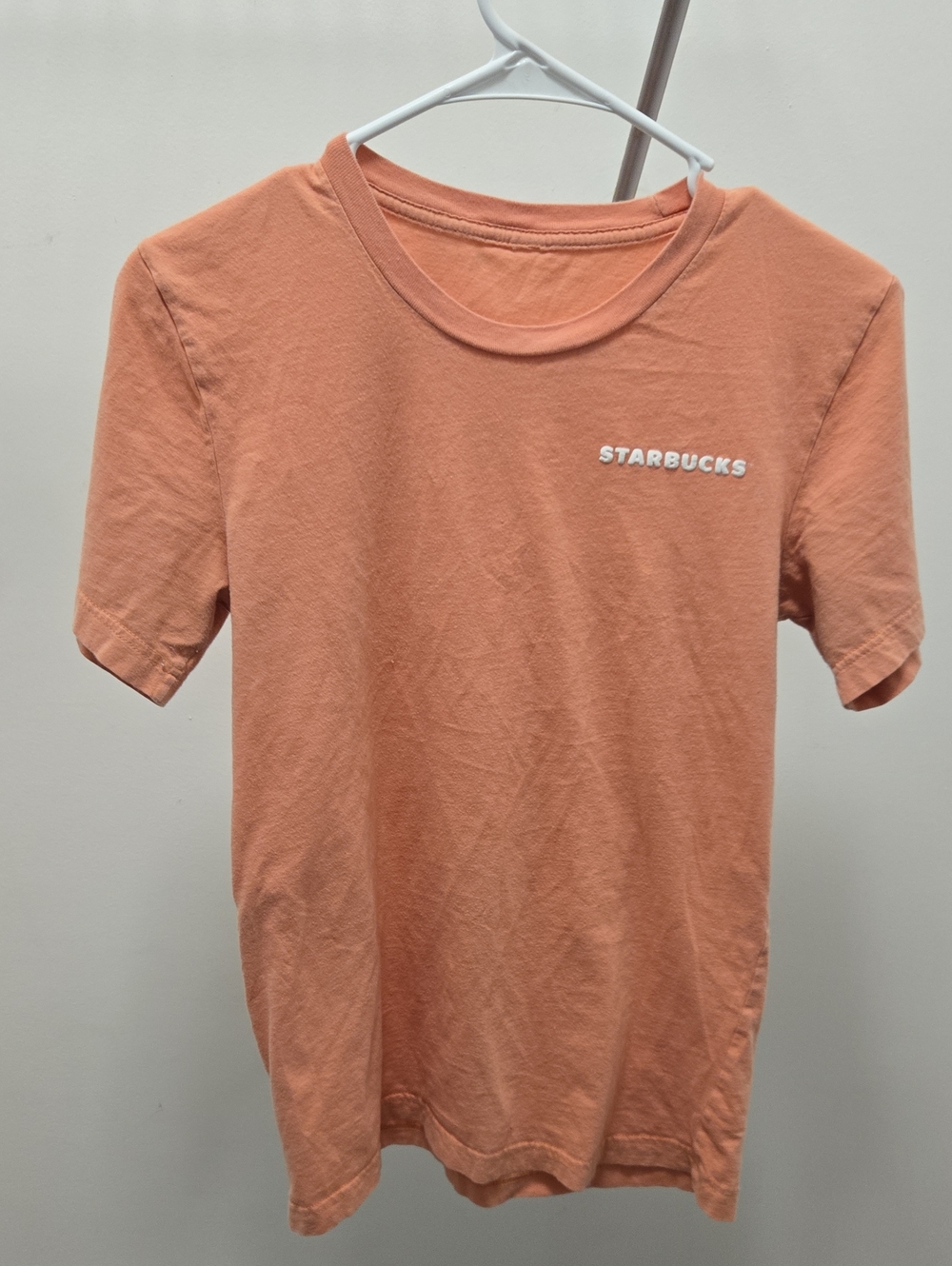 Starbucks Womens Peach Short Sleeve Tee with Embroidered Logo